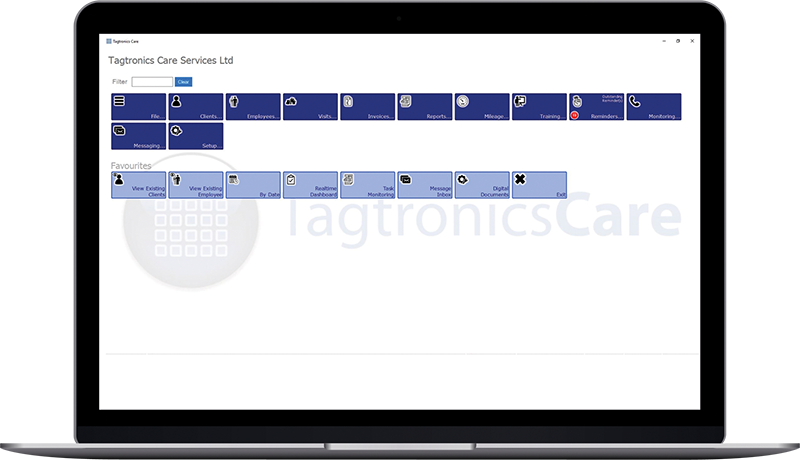TagCare’s Home Care Software displayed on a Laptop.
